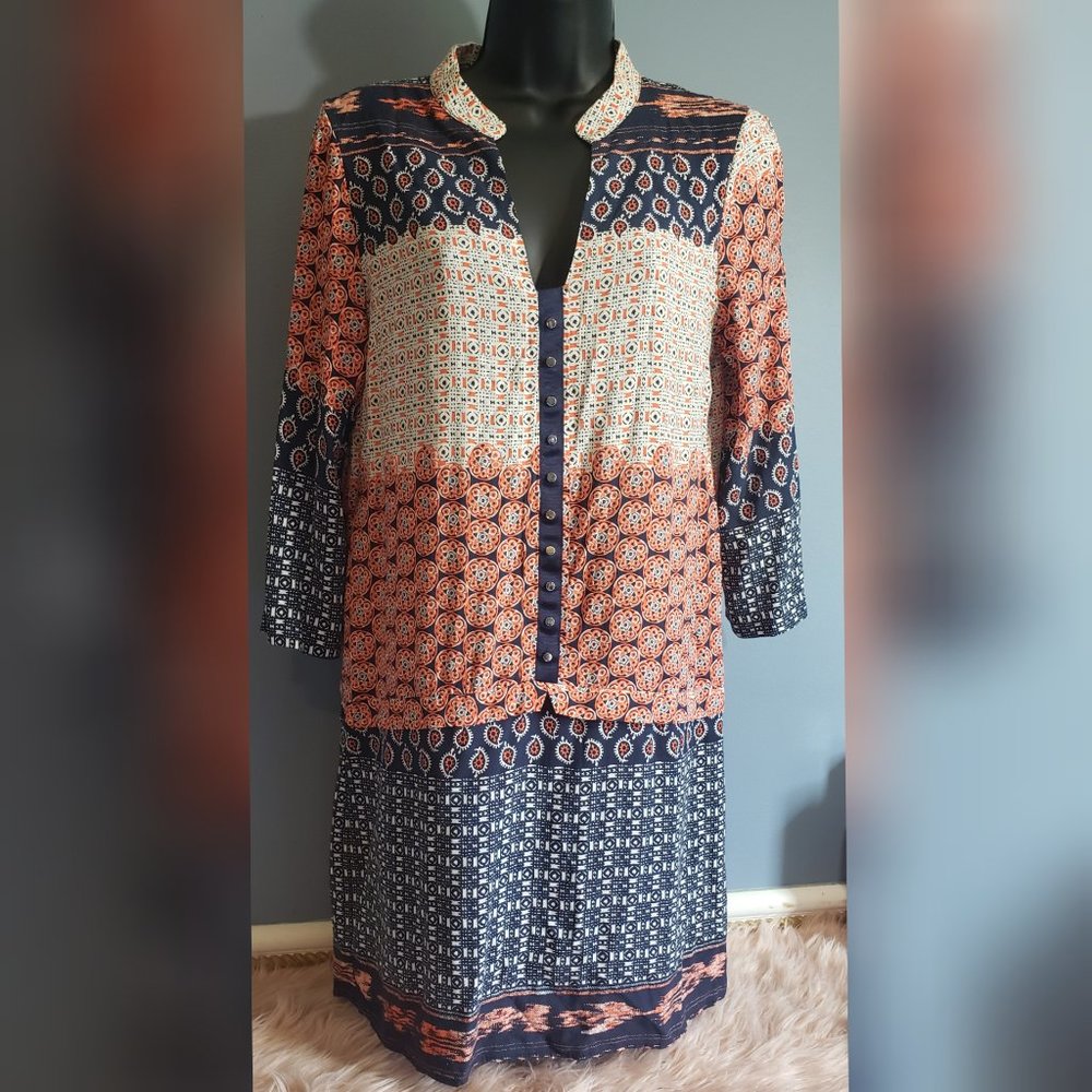 ZARA BASIC V-NECK BOHO DRESS - Picture 1 of 4